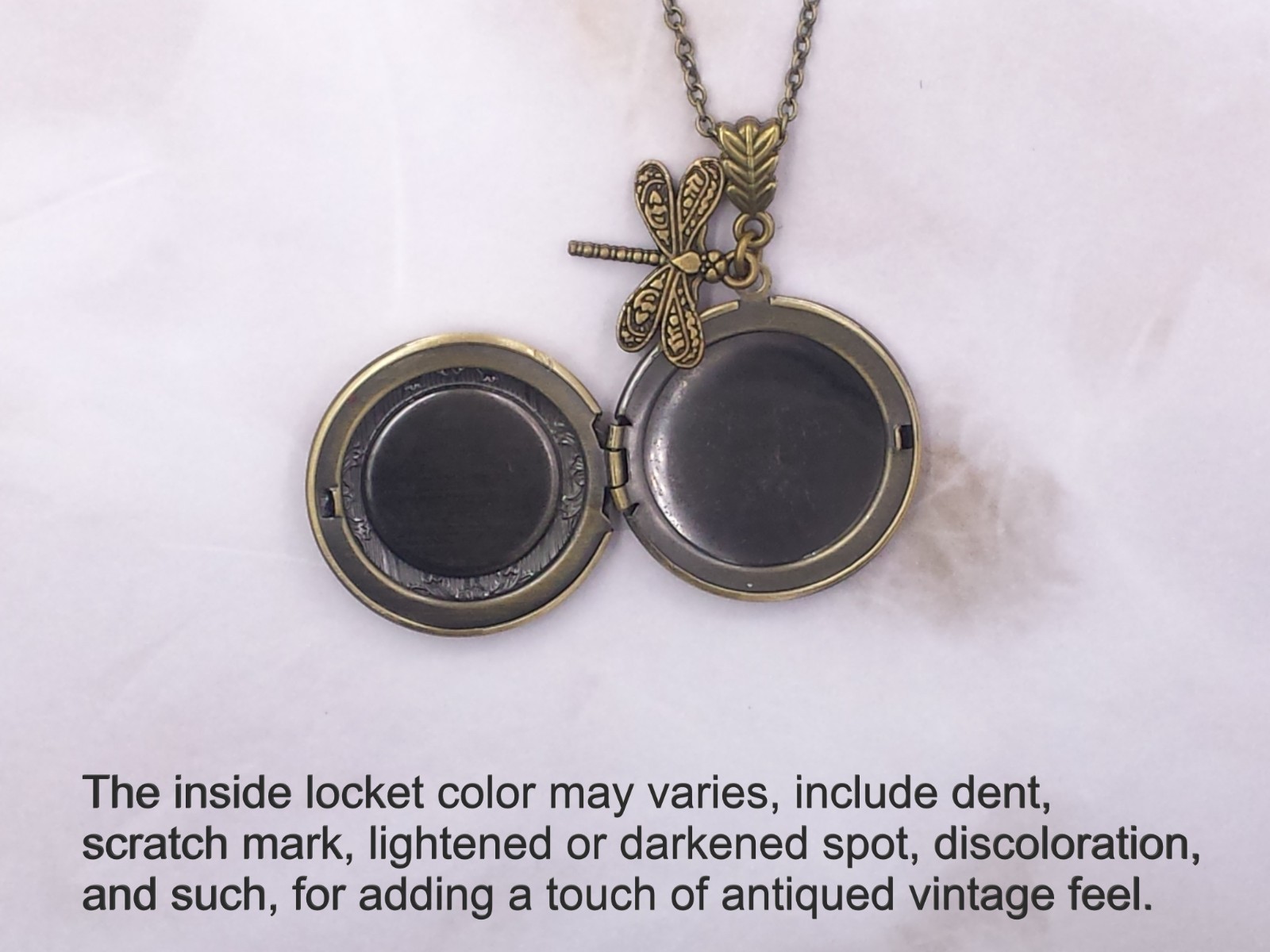 Clover and Dragonfly Locket Faux Verdigris Patina Shamrock Leaf Jewelry
