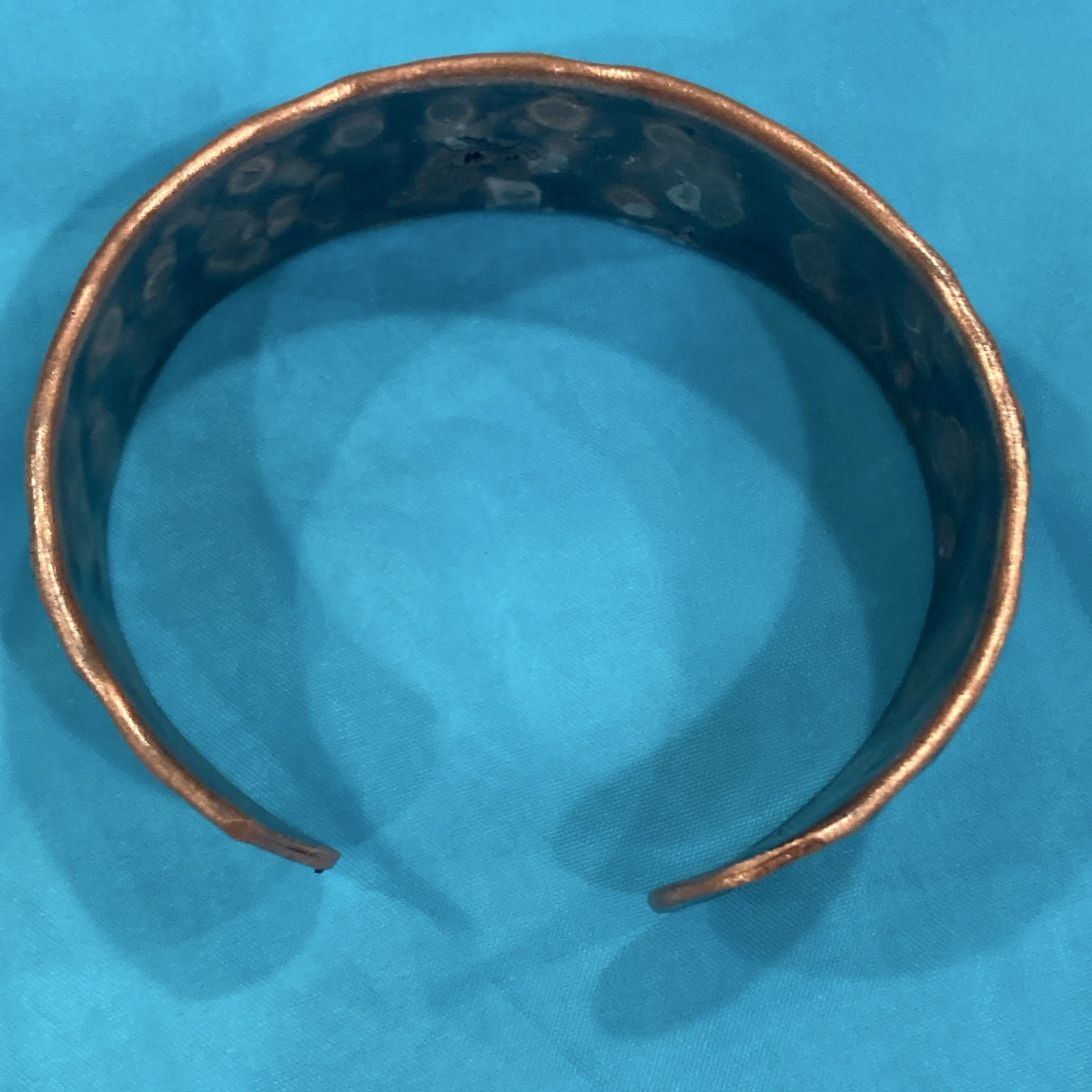 Wide hammered nature trees and mountains Copper Open Cuff Bracelet, Adjustable