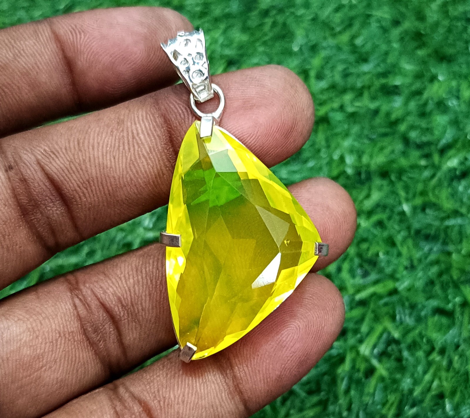 Certified 69.10 Ct Natural Yellow Opal 925 Solid Silver Pendant Loose Gemstone