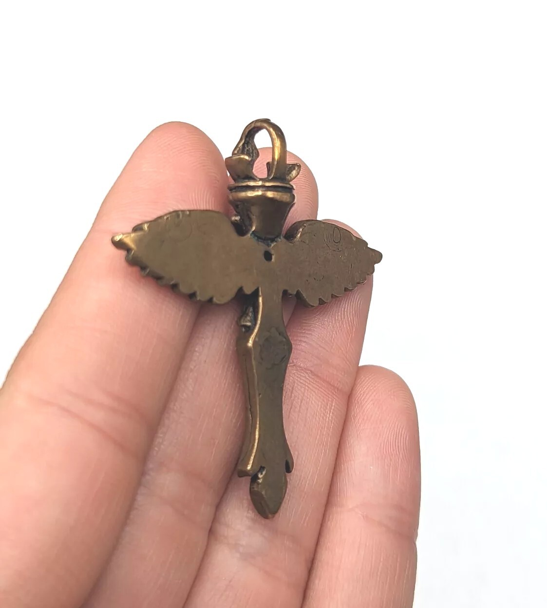 Bronze Tone Eagle Angel Wing Winged Crown Cross Sword Biker Religious Pendant