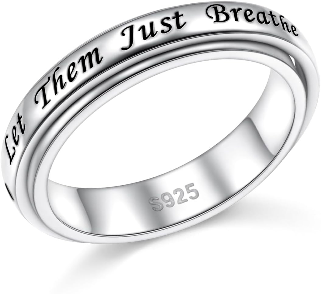 Let Them Spinner Ring 925 Sterling Silver Anxiety Relieve Rings for Women Boredo
