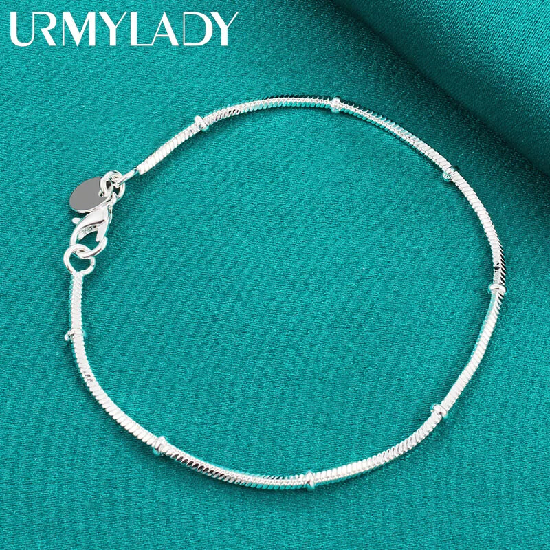 URMYLADY 925 Sterling Silver Snake Chain 20cm Bracelet For Women Jewelry