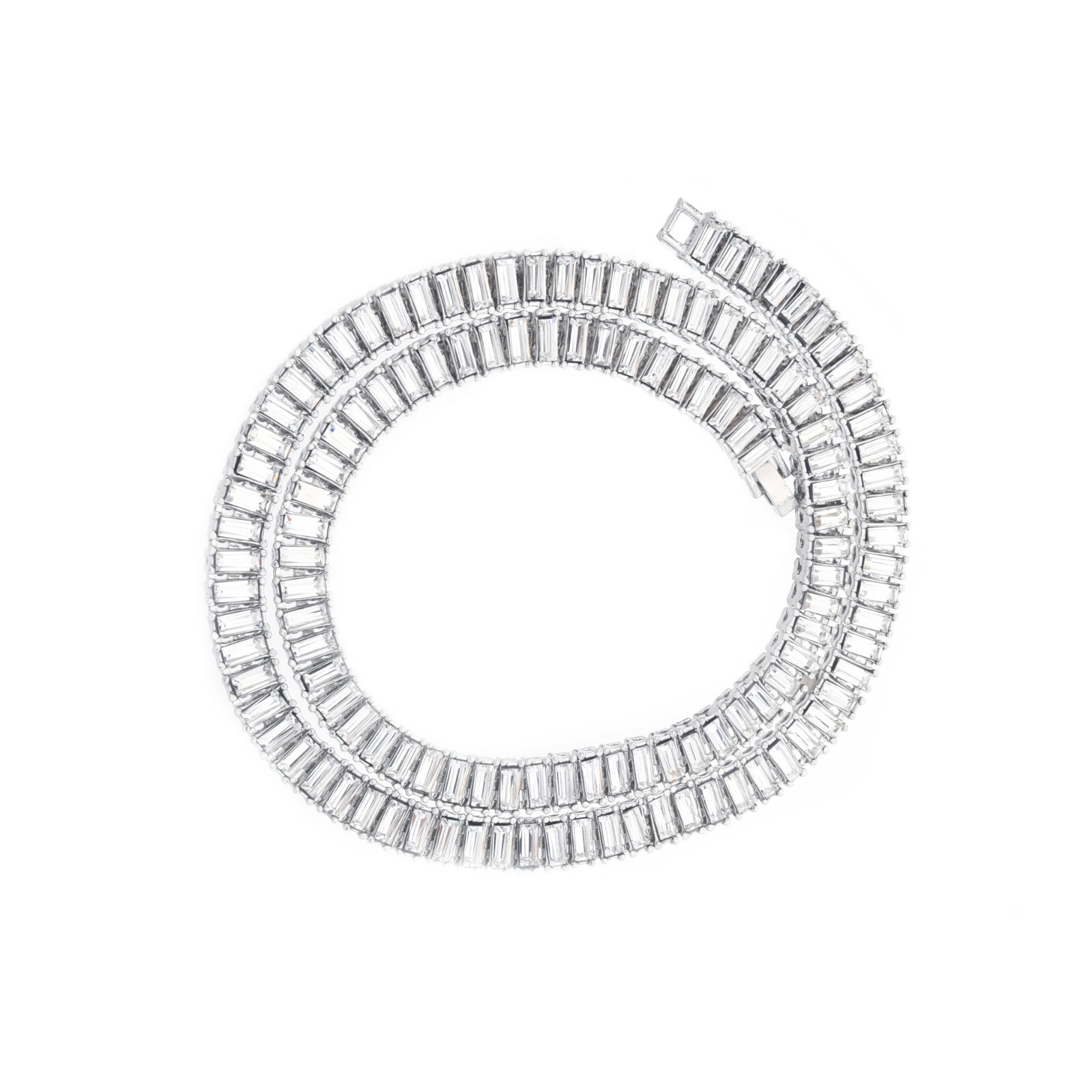 Men’s Silver Plated Iced 10 mm Heavy Stone Baguette Chain 16″ 18″ 20″ 24″ A001 S