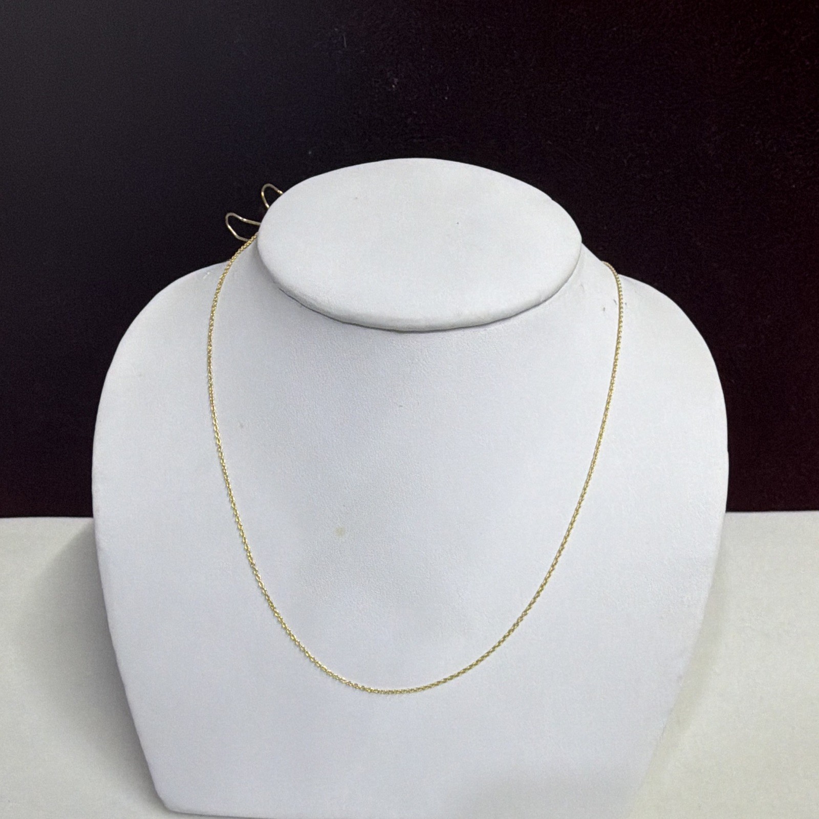 10K Gold Tone Metal Cable Chain Necklace, 18 in, 0.60 mm, 1.0 grams