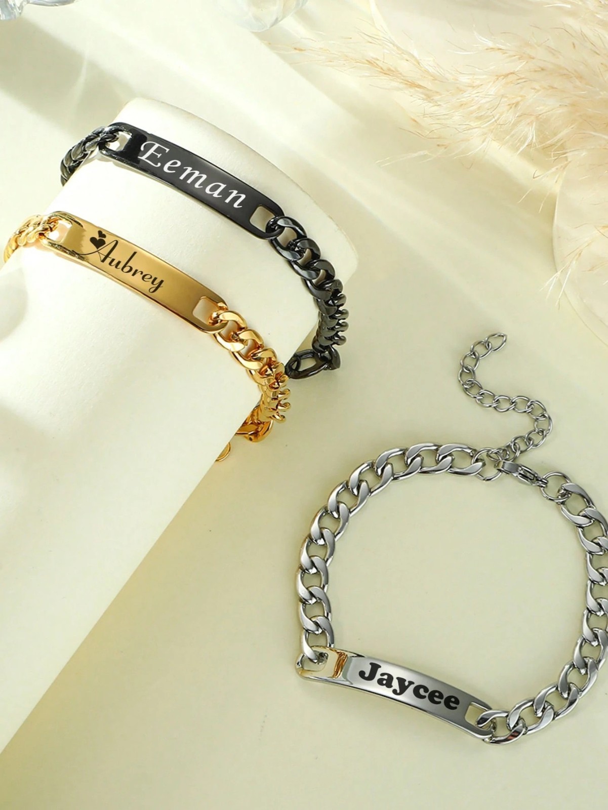 Custom Name Cuban Link Bracelet Couple Personalized Stainless Steel Chain Jewelr