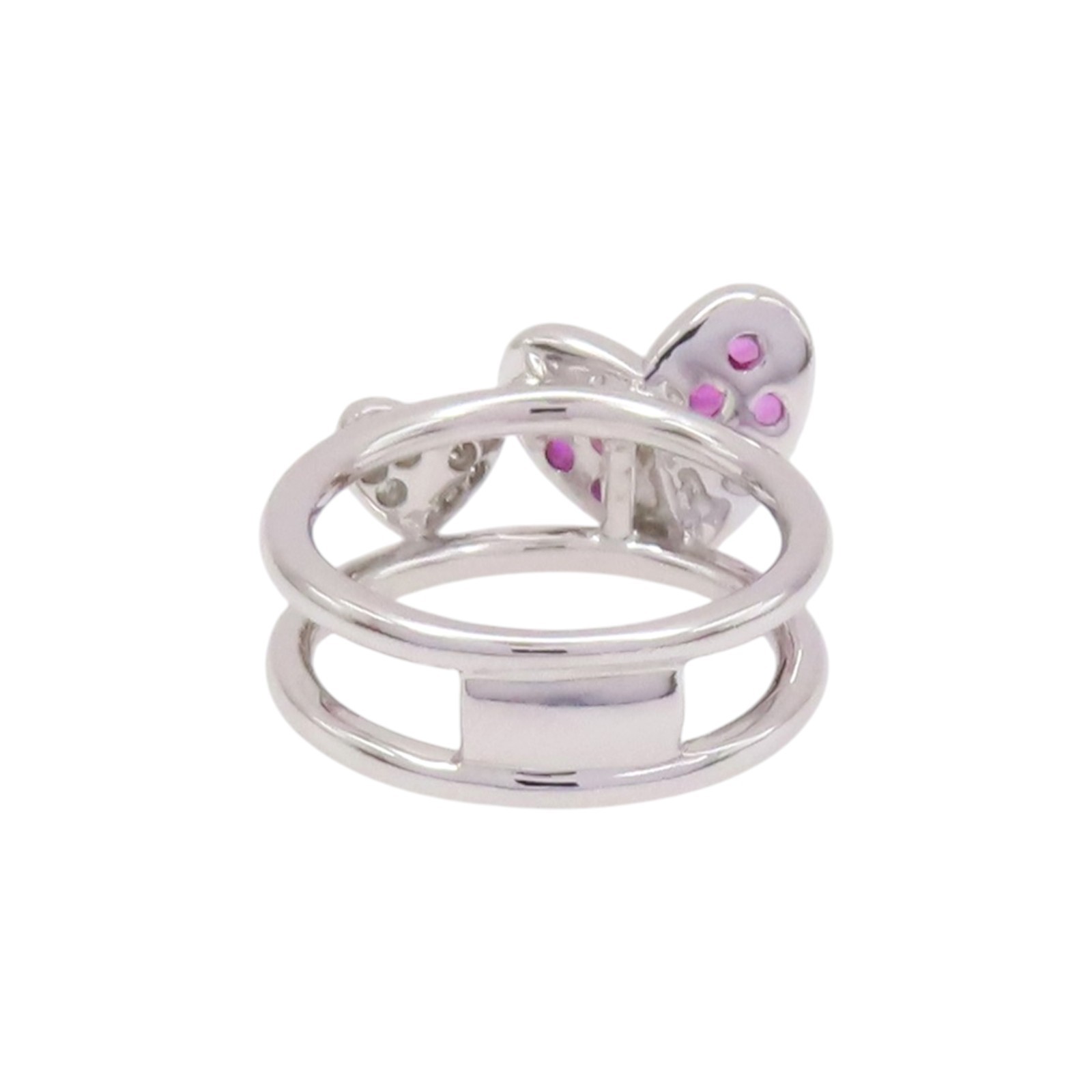 JEWELRY 0.16ct Ruby Butterfly Ring 18K White Gold US Size 3.75