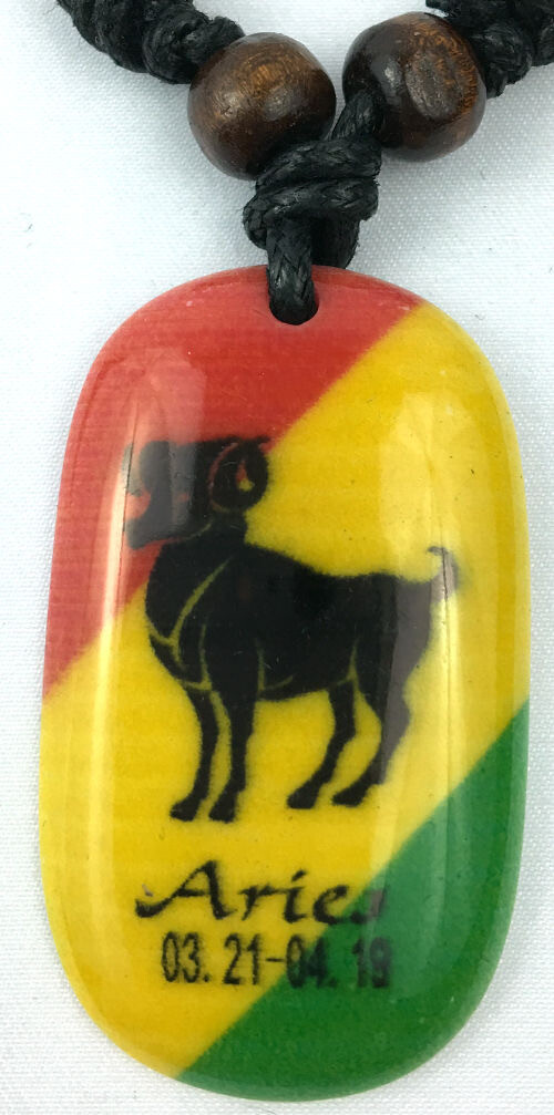 Rasta Zodiac Symbols Adjustable Sliding Knot Necklace Ceramic Astrology Sign