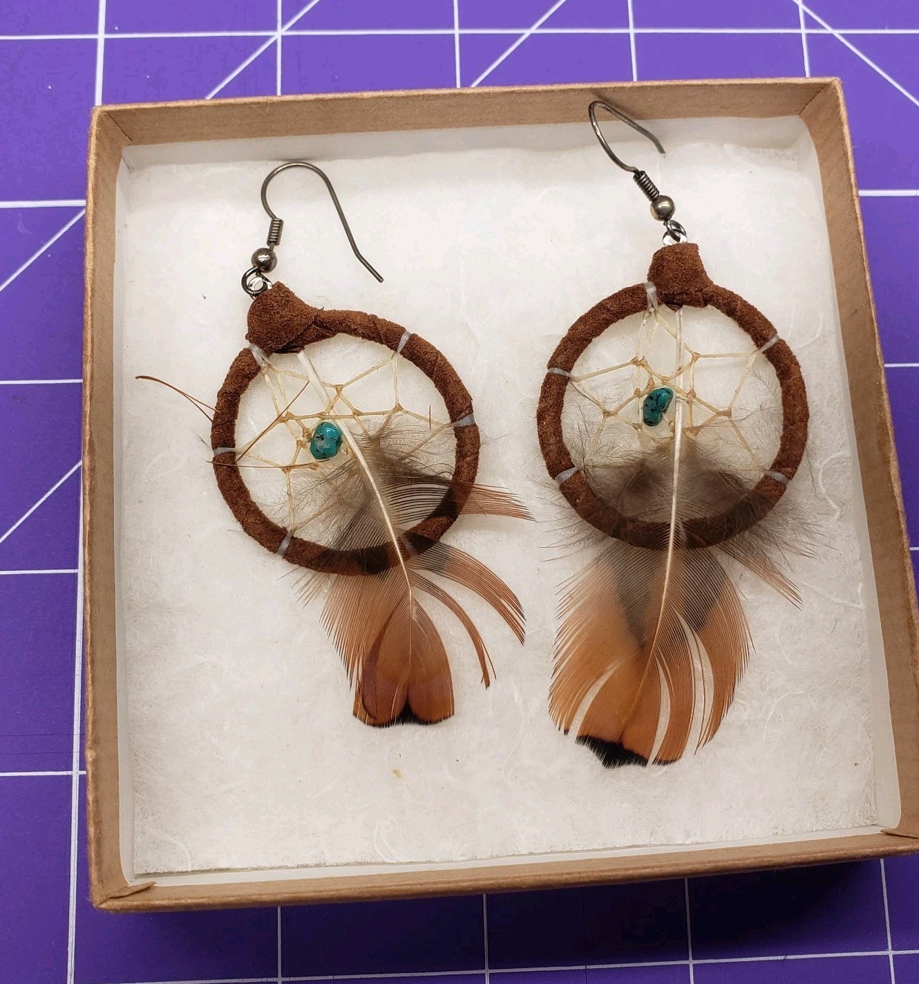 Brown Bohemian Earrings Dream Catcher Feather Earrings- Boho Long Tassel Stylish