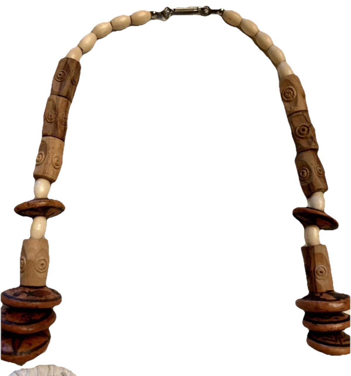 BOHO Tribal Chunky Wood Beaded Necklace Multi Triple Strand Statement 24-28”