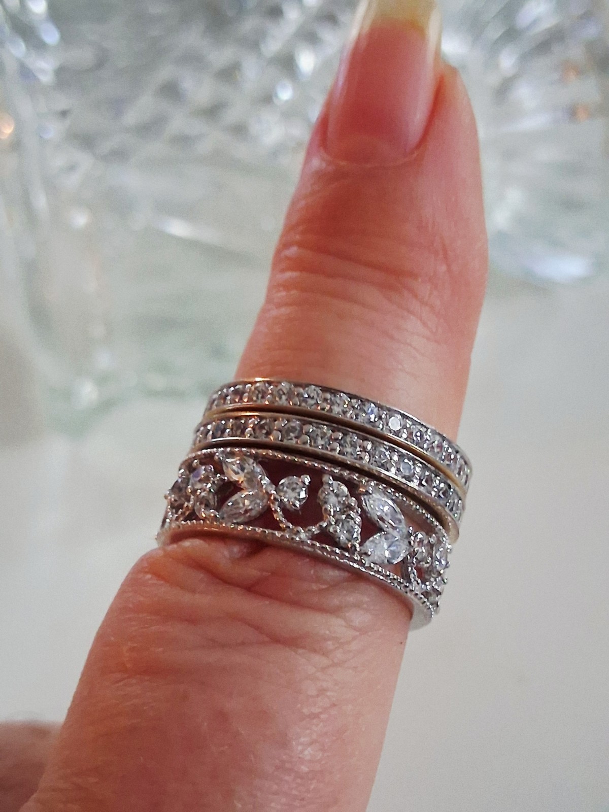 Designer 3 Ct Simulated Diamond 3-piece Eternity Band Ring Set Size 7 Sterling