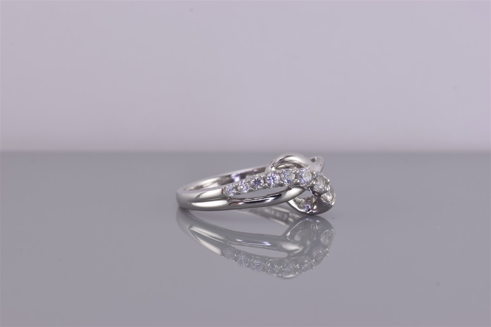 Sterling Silver Swirled Loop White Topaz Journey Band Ring SUN 925 Sz: 7