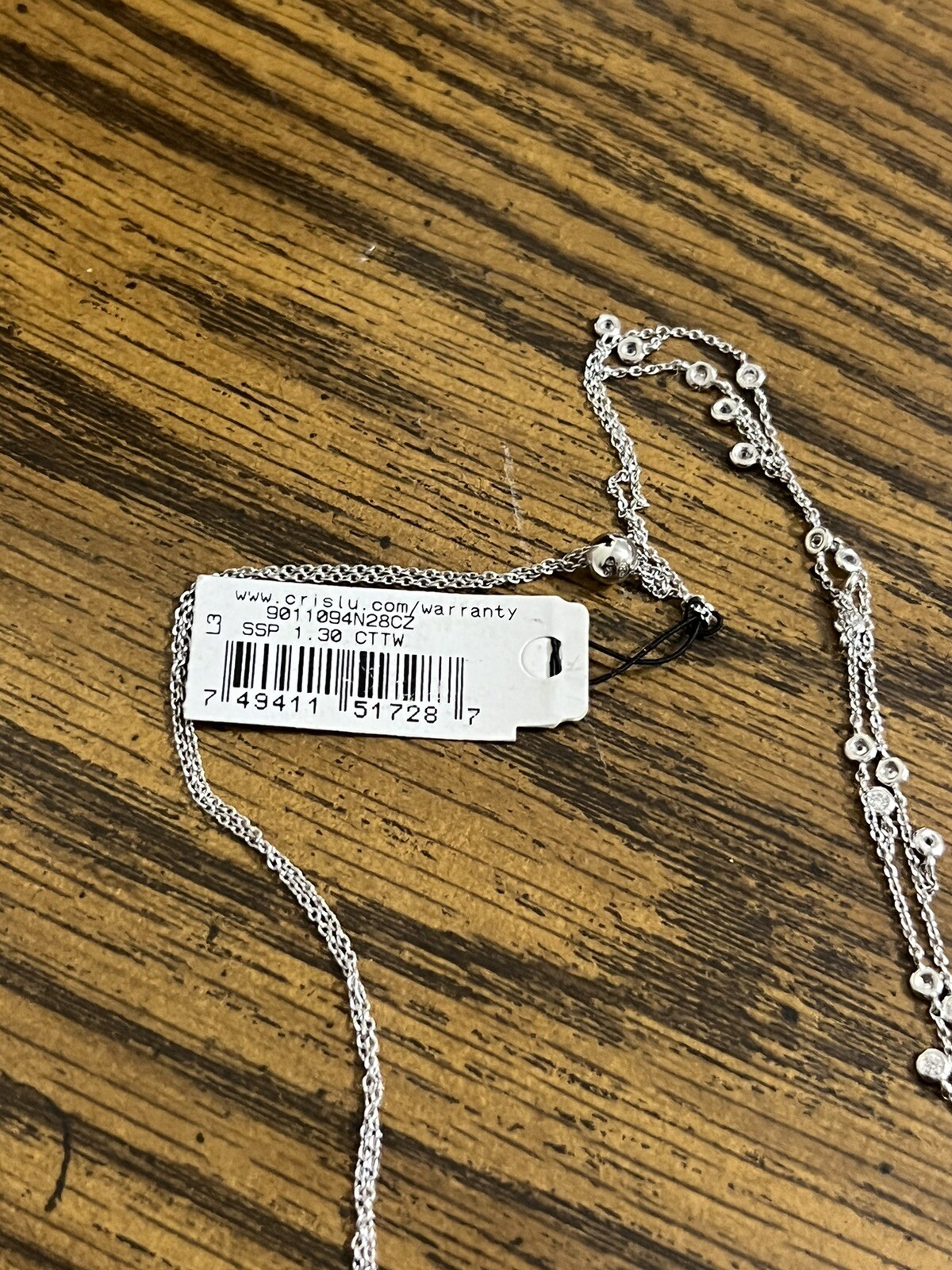 CRISLU 925 Cubic Zirconia Adjustable Y Necklace
