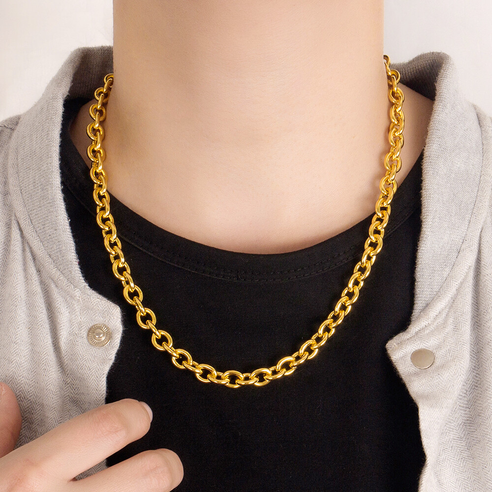 8.5mm Rolo Chain Necklace 925 Sterling Silver Round Cable Chain Necklace for Men