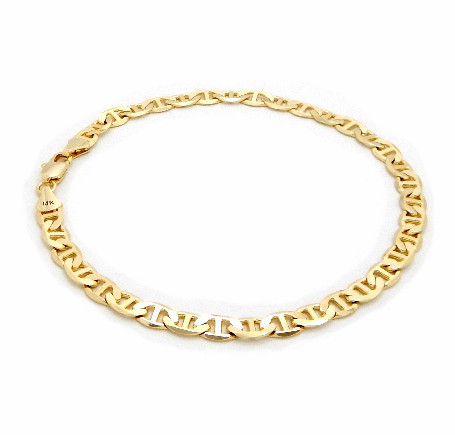 5mm 10″ MARINER LINK CHAIN QUALITY ANKLET BRACELET 14K ITALY GOLD PLATED