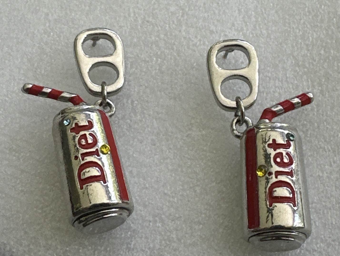 Piper K Diet Coke Earrings Silver Tone Nickel And Lead Free Glass Stone