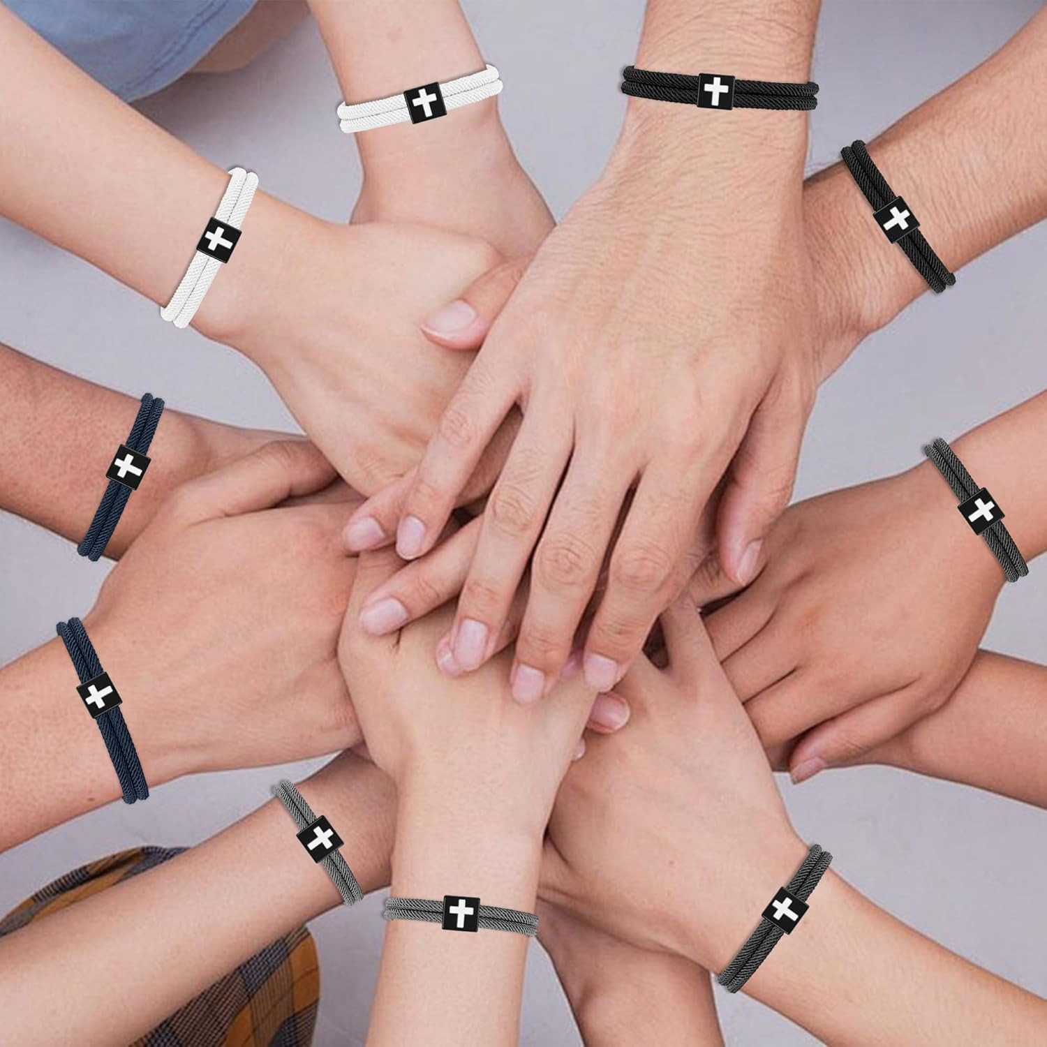 10PCS Christian Jesus Cross Rope Bracelet, Braided Cord Bracelet for Men Women