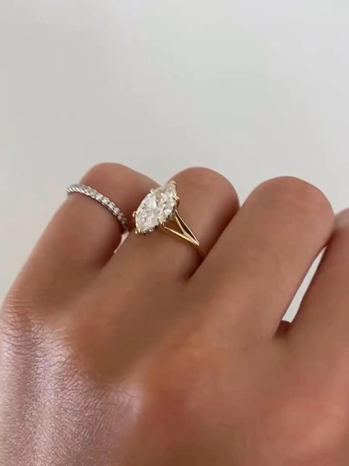 1.50CT Marquise Moissanite Solitaire Engagement Ring, Split Shank Solitaire Ring