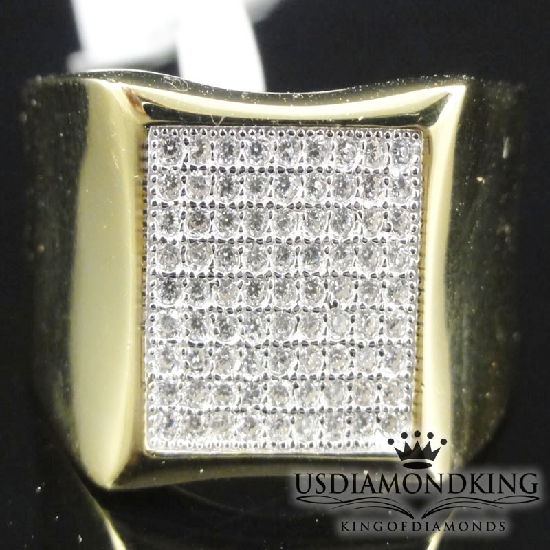 Men’s New 925 Sterling Silver 10k Yellow Gold Finish Designer Pinky Ring Sz 8~12