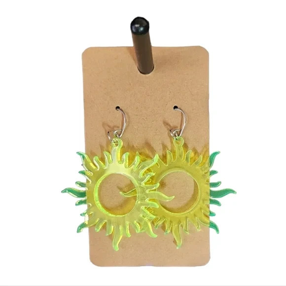 Yellow Sun Acrylic Drop Earrings