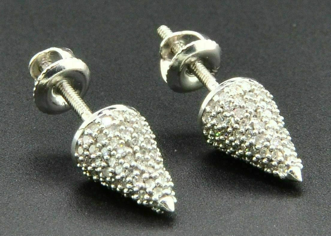 2 CT Moissanite Bullet Cone Shape 925 Sterling Silver Pave Set Stud Earrings