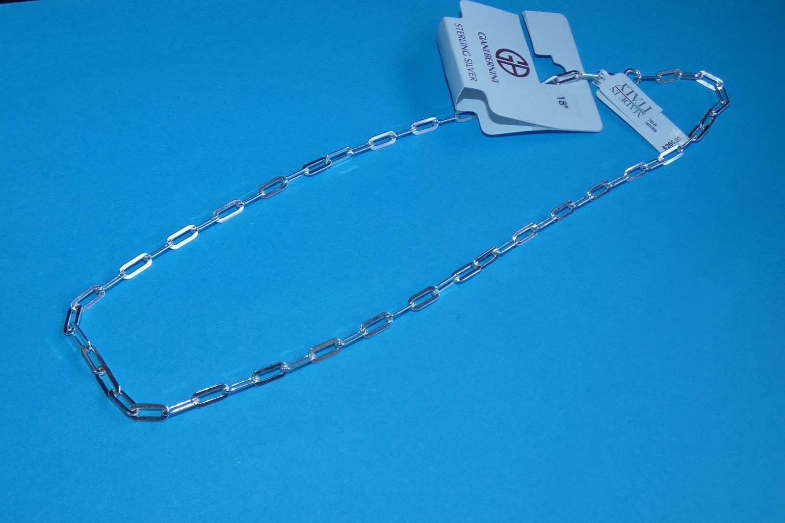 NEW Ralph Lauren Paperclip Chain S925 Necklace 18″ RL $265.00 Retail not here!
