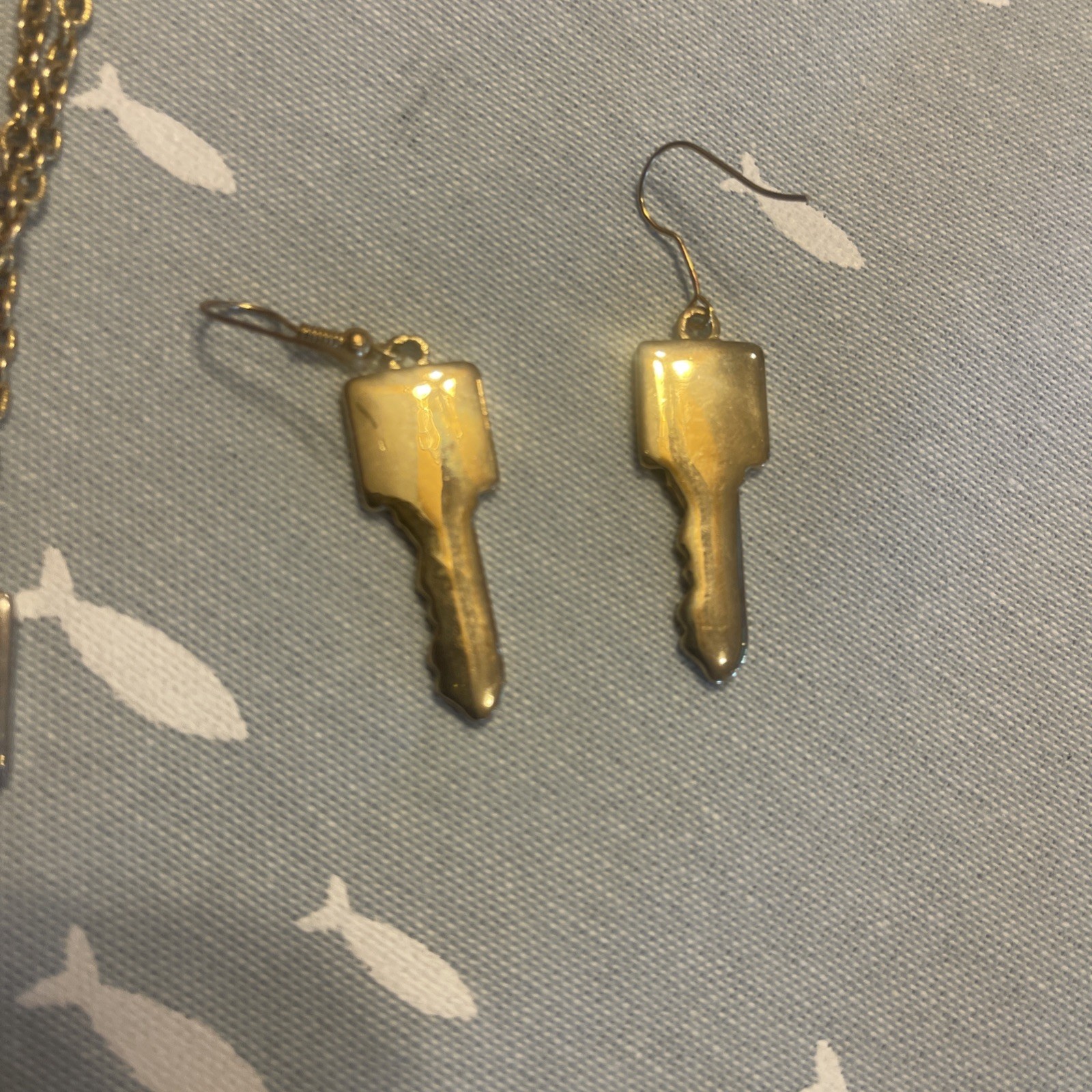 Gold Color Play Boy Bunny Charm Necklace & Earrings Set