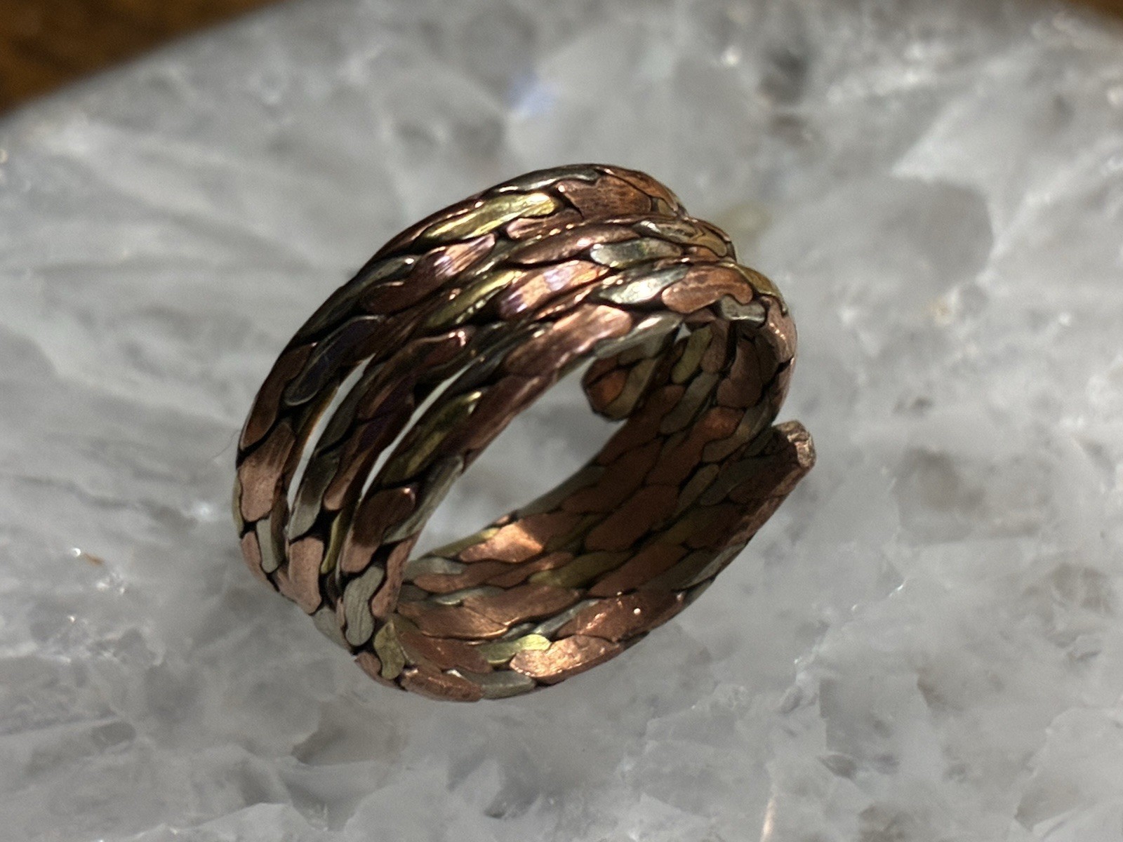 Solid copper, Nickel and brass adjustable wrap ring TU26-2.