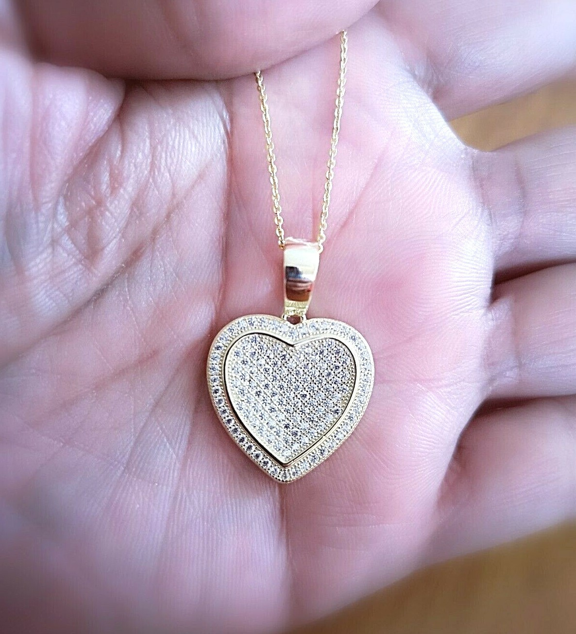 1 Ct Womens Simulated Diamond Pendant Necklace 14K Gold Plated on Solid Silver