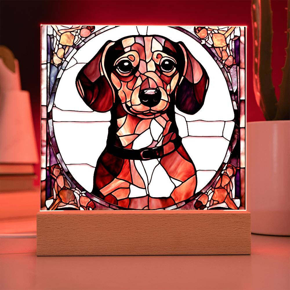 Dachshund Dog Acrylic Plaque with LED Lights