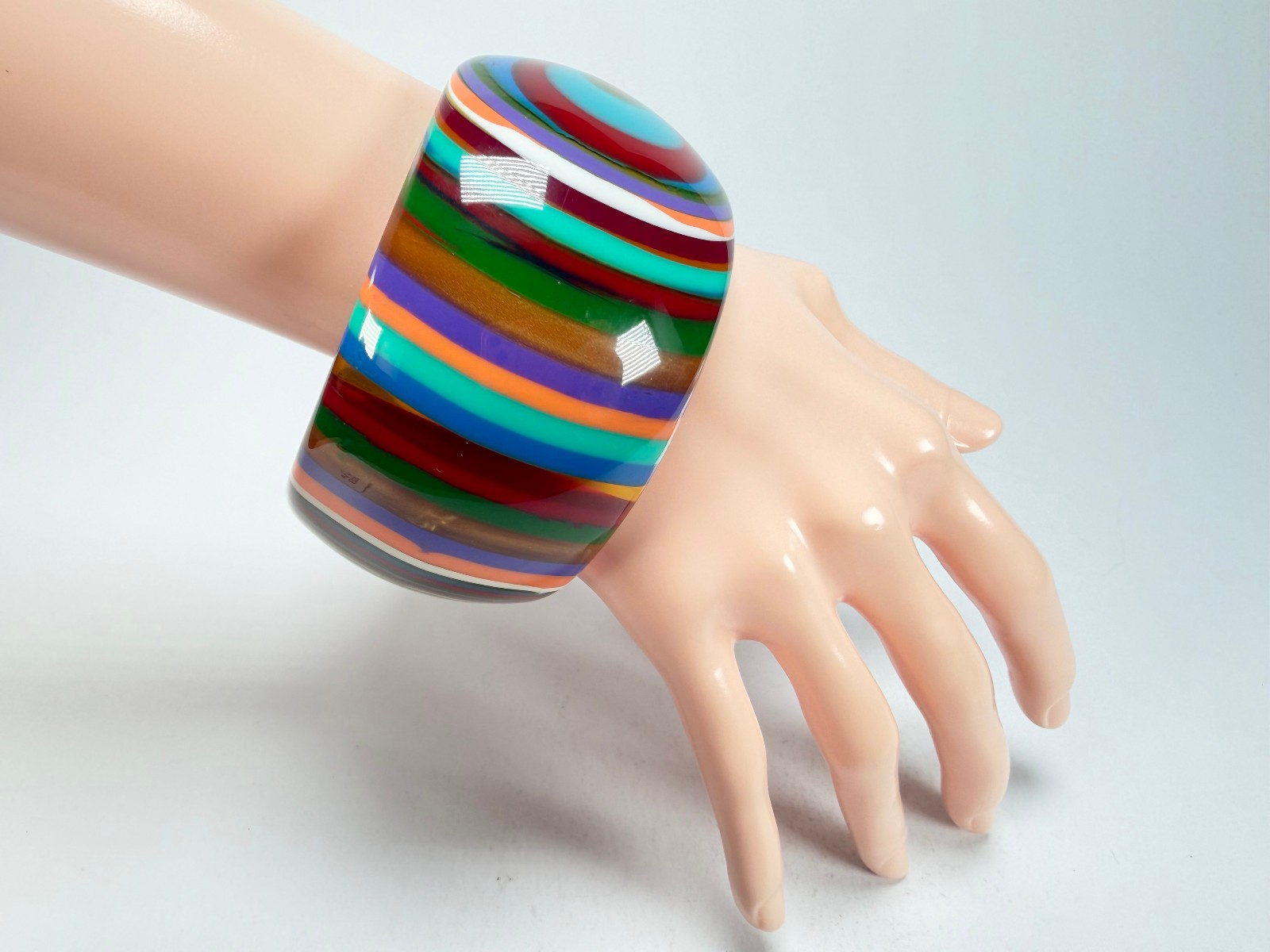Jackie Brazil Tiger Liquorice Allsorts w/Cat Eye Mix Colours 5cm Resin Bangle