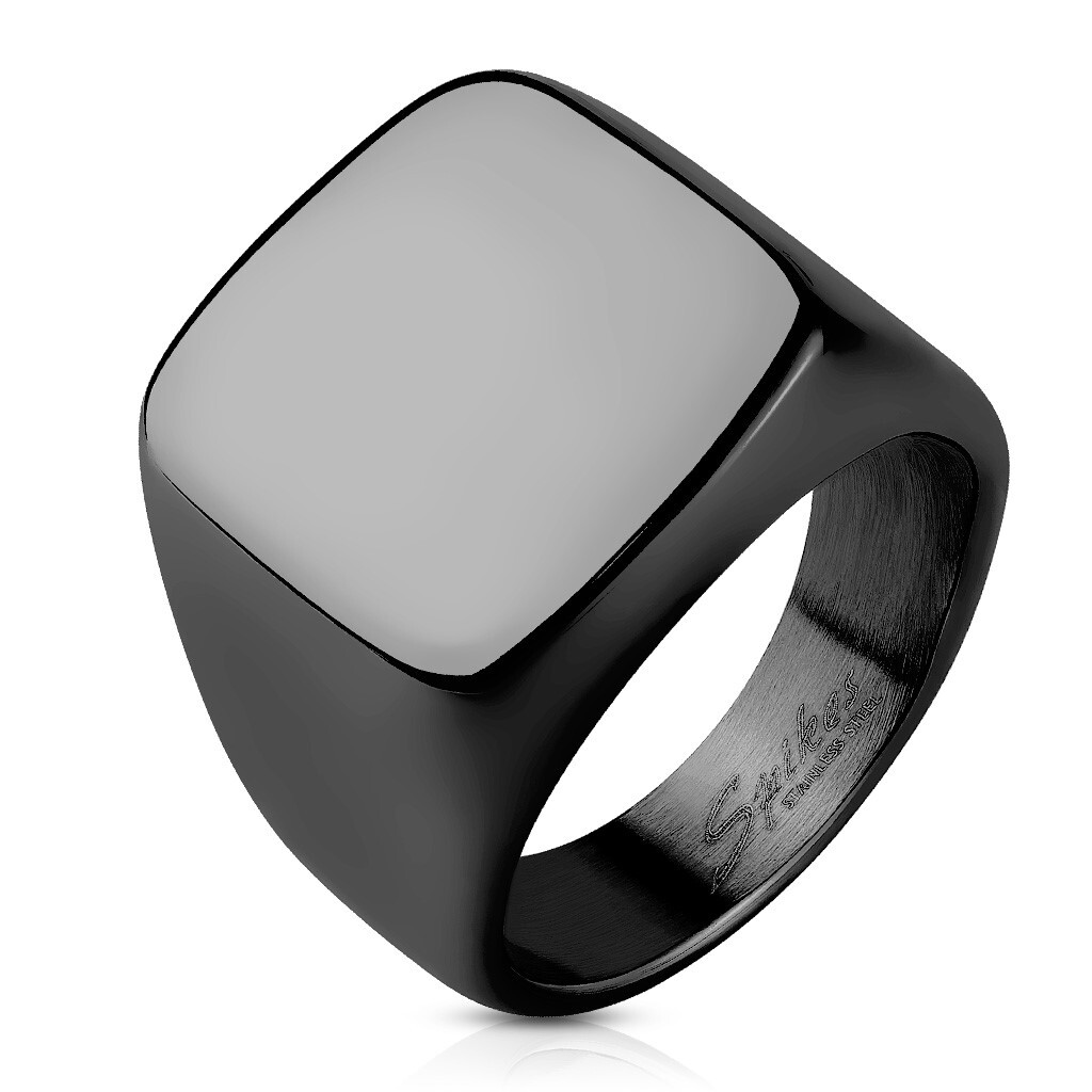Stainless Steel Square Flat Face Large Ring Size 9-13 (Engraving Avail.)