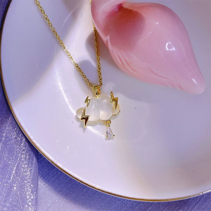 Adjustable Cloud Drop necklace, Fashion Lightning Cloud pendant, women’s jewelry