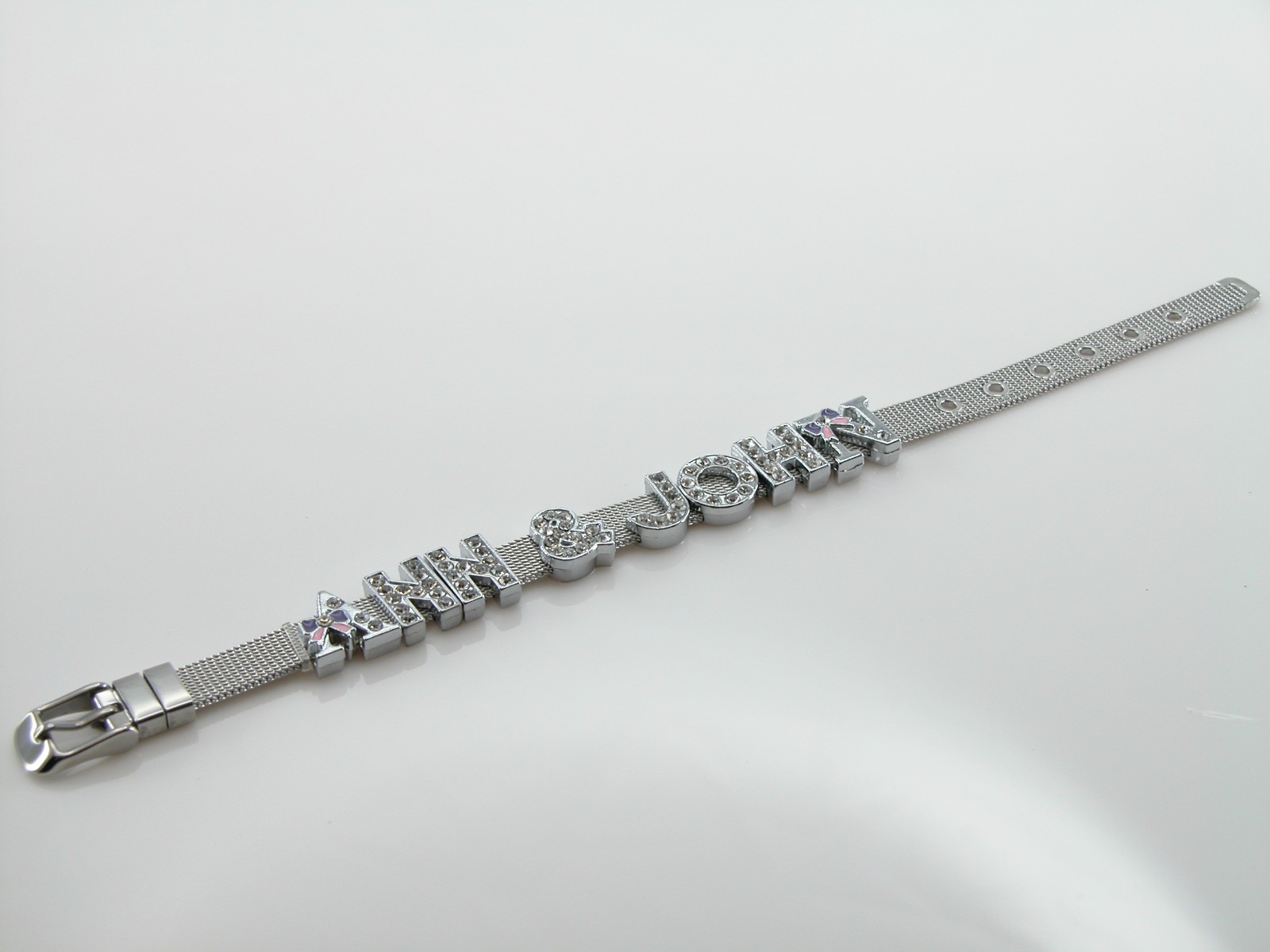 Personalized Customs Name Stainless Steel Wristband Bracelet Rhinestone Letter