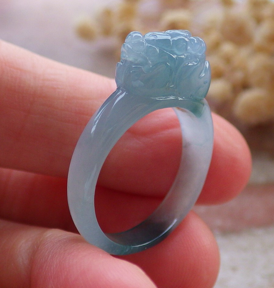 Video Certified Natural A Jadeite Jade Dragon Circle Ring NO. 8 戒指 # 103774
