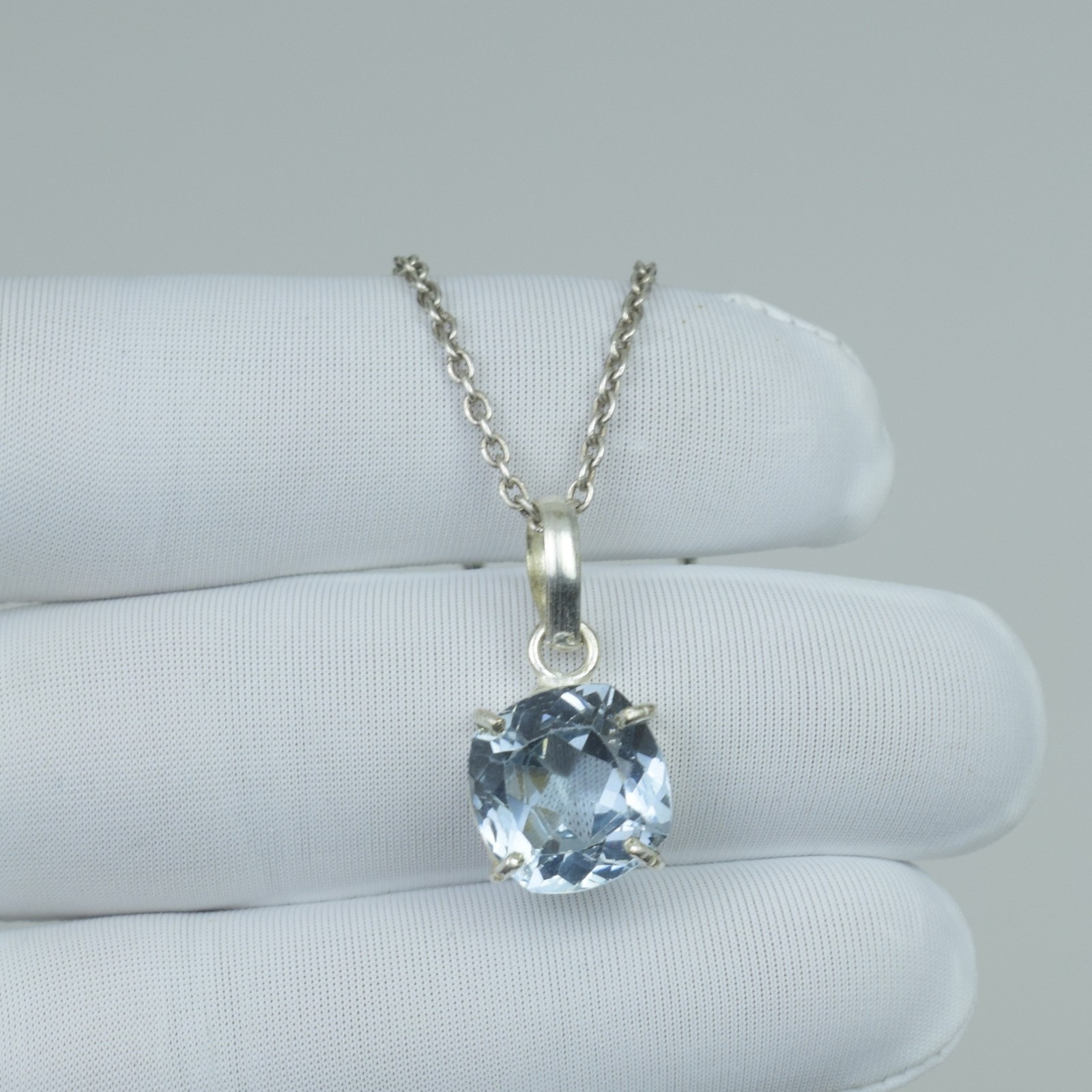 Teardrop 925 Sterling Silver Aquamarine Necklace, 15Cts, 13x13x7 MM Jewelry