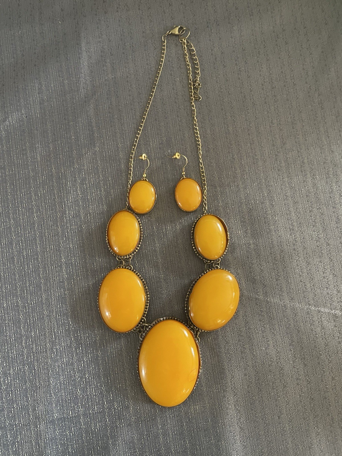 Bold Orange Statement Necklace and Earrings Set