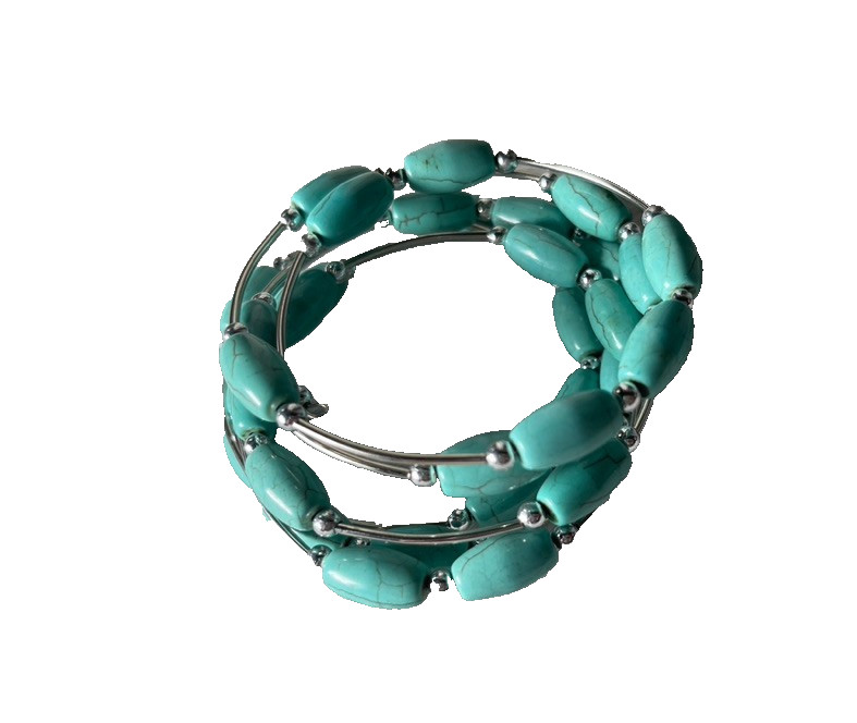 Western Womens Bracelet 52 x 1/4 in Turquoise Spiral Wrap Cuff Cowboy Adjust