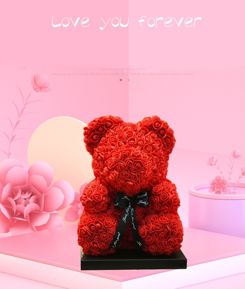 Wedding Rose Teddy Bear With Box For Women Valentines Girlfriend Birthday Gifts