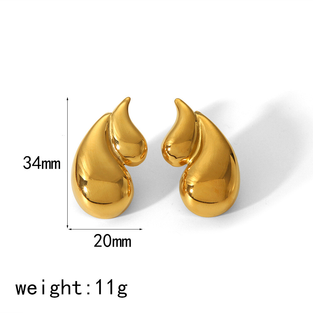 Women’s 18K Gold Plated Water Drop Stainless Steel Earrings | Tear Drop | Desig