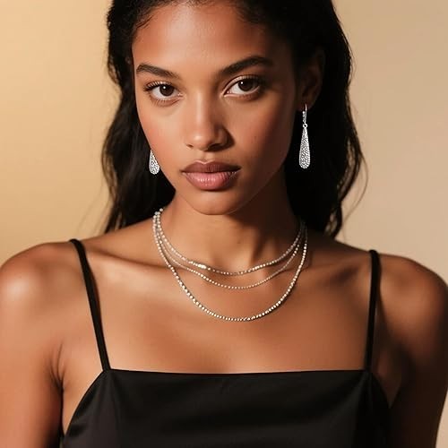 925 Sterling Silver Long Teardrop Dangle Earrings for Women Hammer