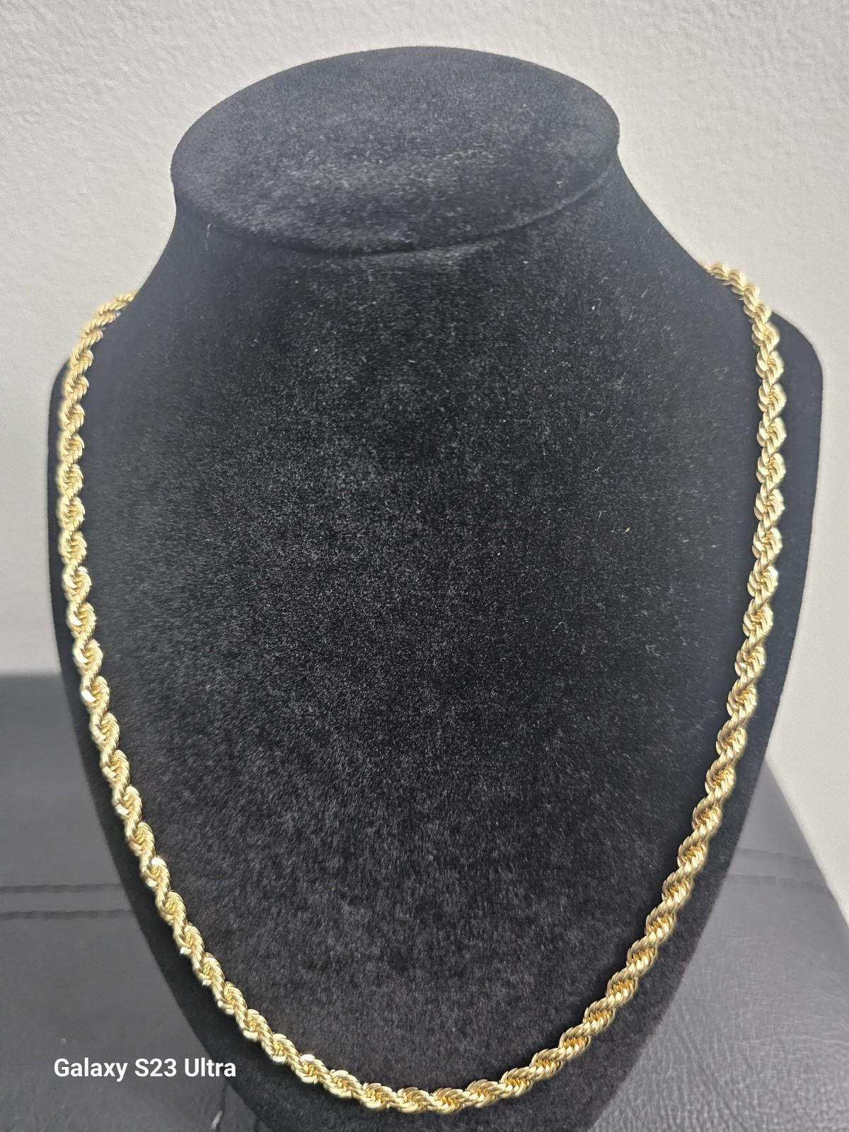 24in. 14k Gold Plated brass-4.9mm Rope Chain Necklace Lobster Clasp