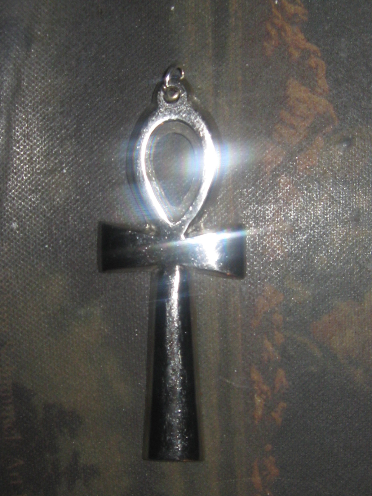 LARGE 60MM 17 GRAMS SILVER PLATED EGYPTIAN ANKH TUT PENDANT CHARM NECKLACE