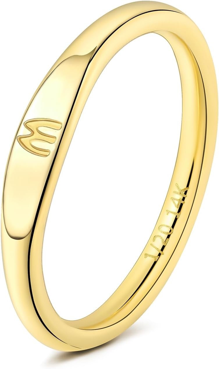 Gold Initial Rings for Women: Stackable Elegance with 14K Gold-Filled Material
