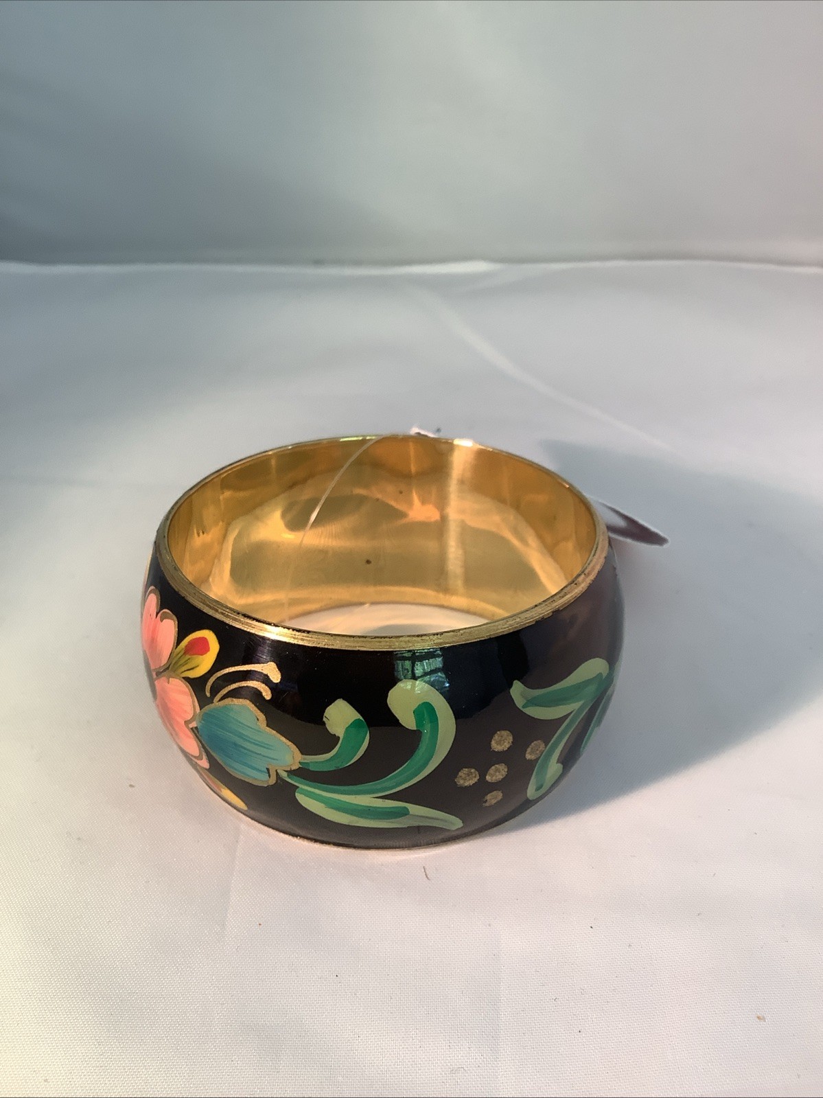Antika Collection Hand Painted Bracelet Made In India Floral Design Enamel Brass