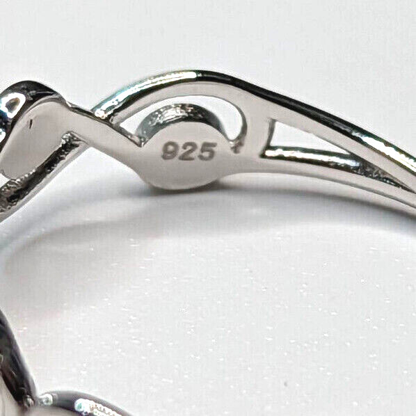 Infinity Promise Ring Lab Blue Opal Sterling Silver Band Size 4 to 10 NEW