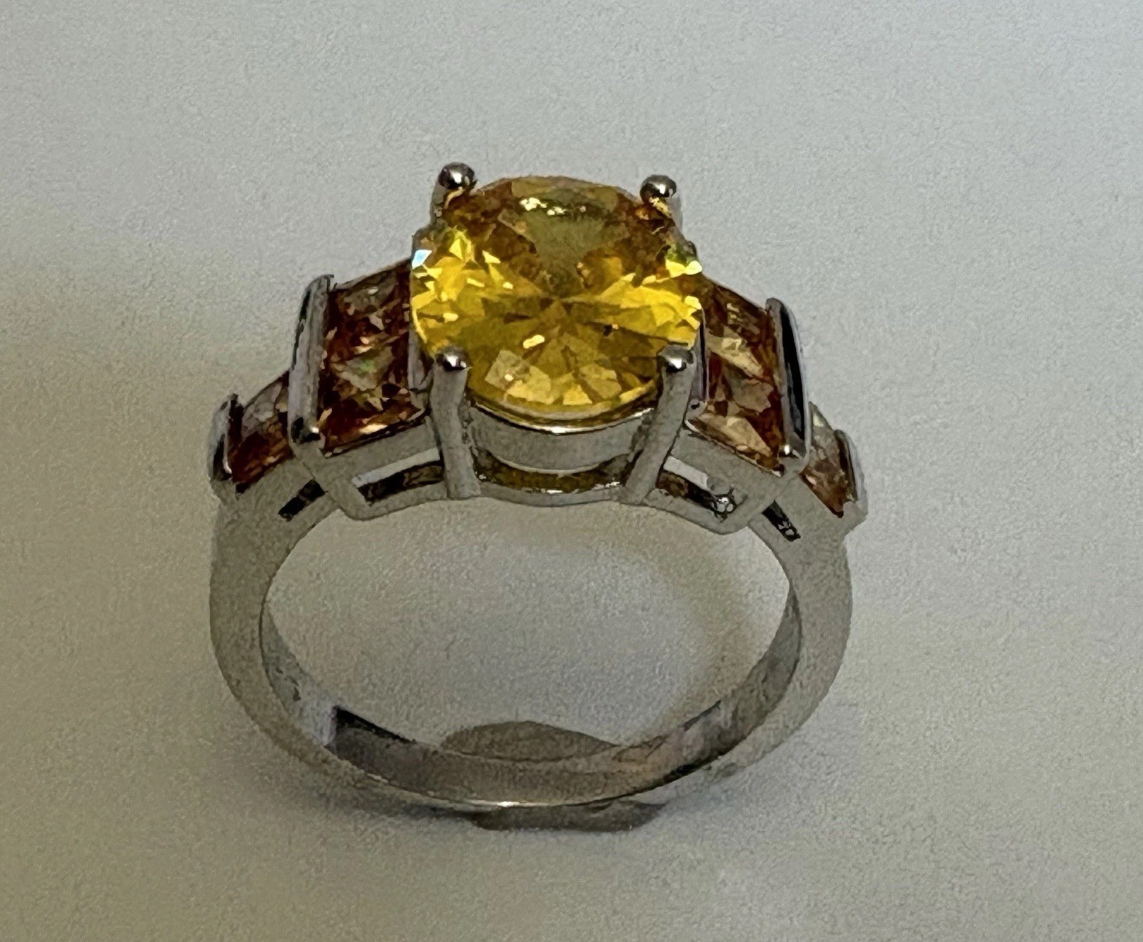JTV New 925 Sterling Silver Canary Yellow Statement Ring Size 10 Cocktail 6.83g