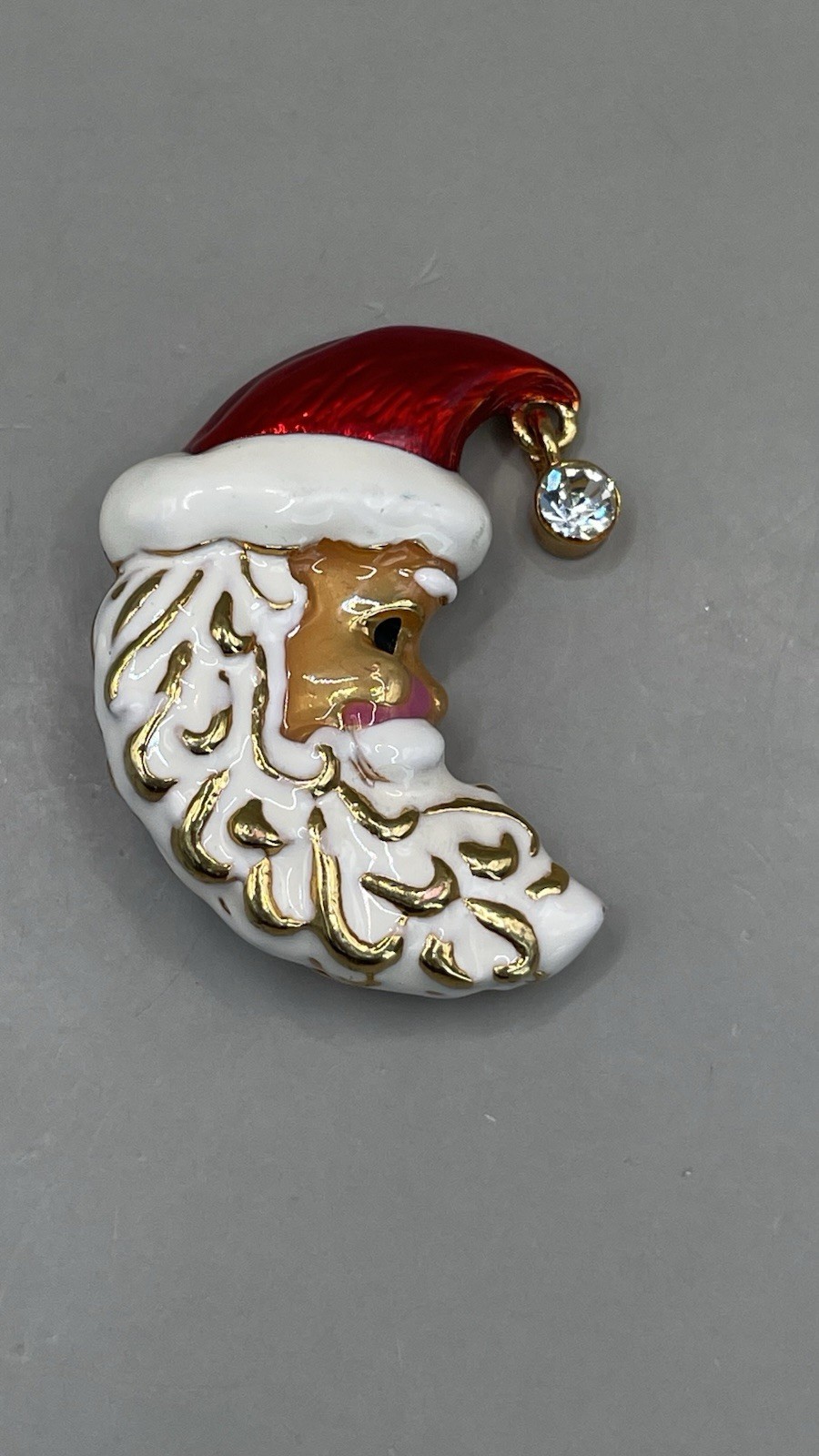 Christopher Radko Women’s Brooch Santa Claus Gold Tone Metal Enamel Rhinestone