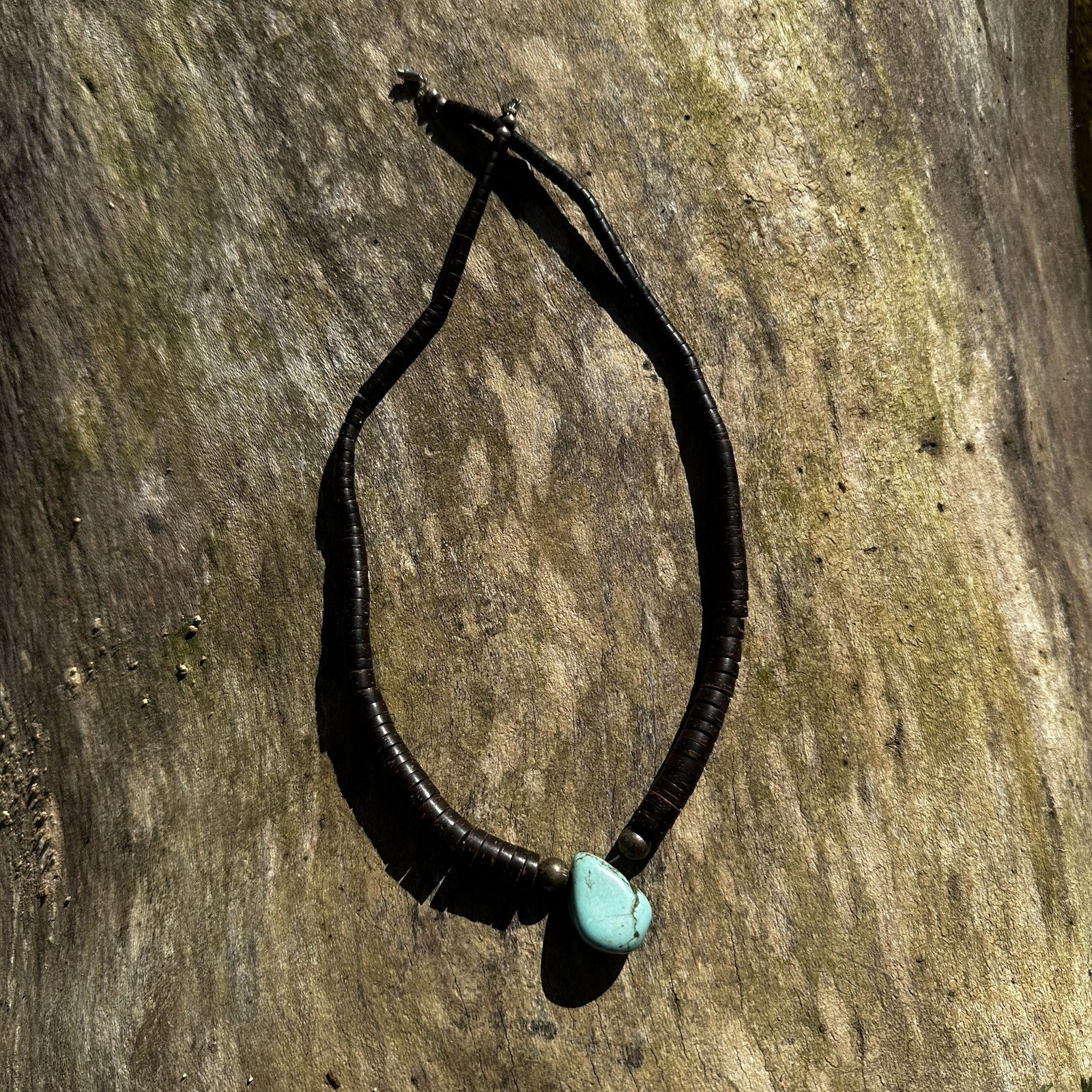 Unbranded Turquoise Pendant Necklace Unisex 16in Brown Heishi Good Boho Western