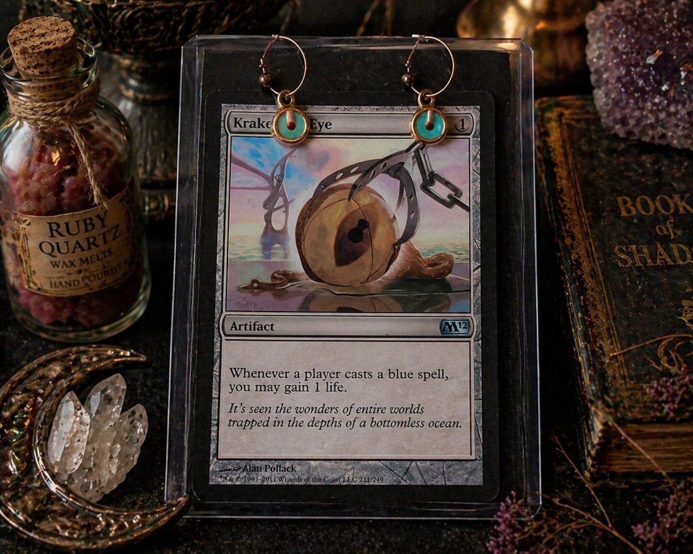Witchy Gothic Earrings Set Fantasy Art Display Magic Cards Jewelry Bundle Gift