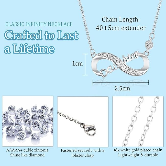 EPIRORA Silver Infinity Necklace for Women, Mother’s Day Birthday Christmas gift